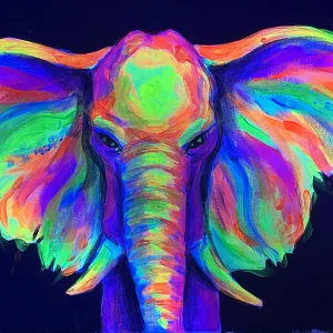 Wine Gogh Neón "Wine and Art" Elephant Rainbow