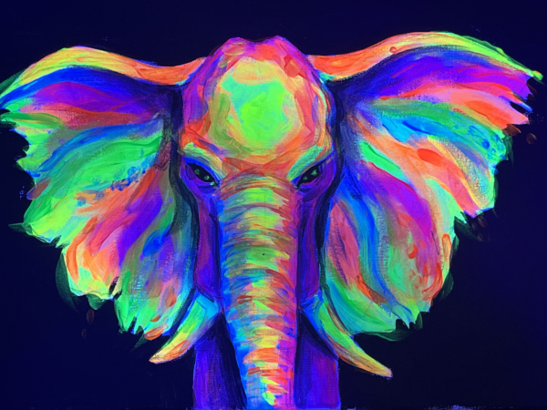 Wine Gogh Neón "Wine and Art" Elephant Rainbow