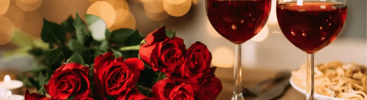 cena romántica con vino